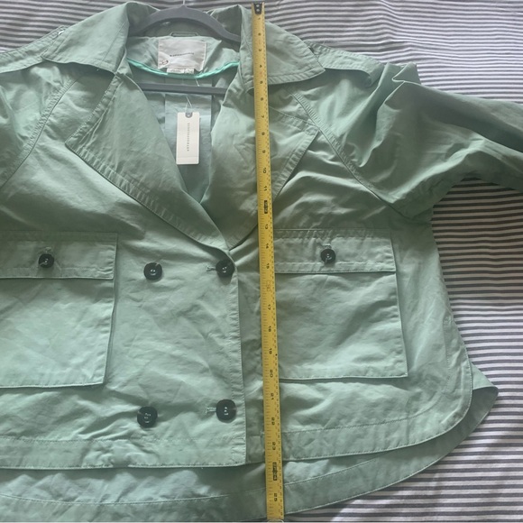By Anthropologie Cropped Trench Coat – Mint – Size Large – NWT - Picture 15 of 16
